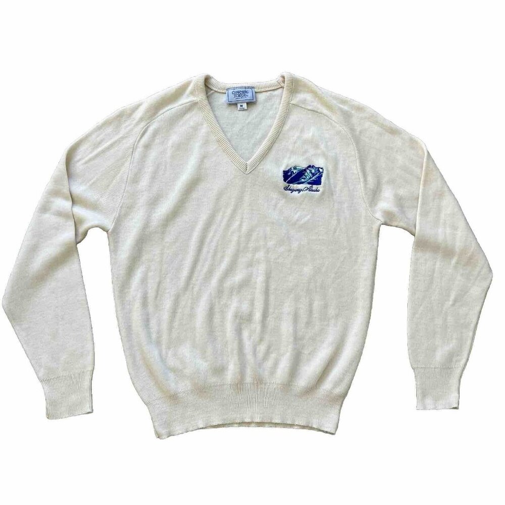 Skagway Alaska Embroidered Pullover Acrylic Knit Sweater Vintage Made in USA